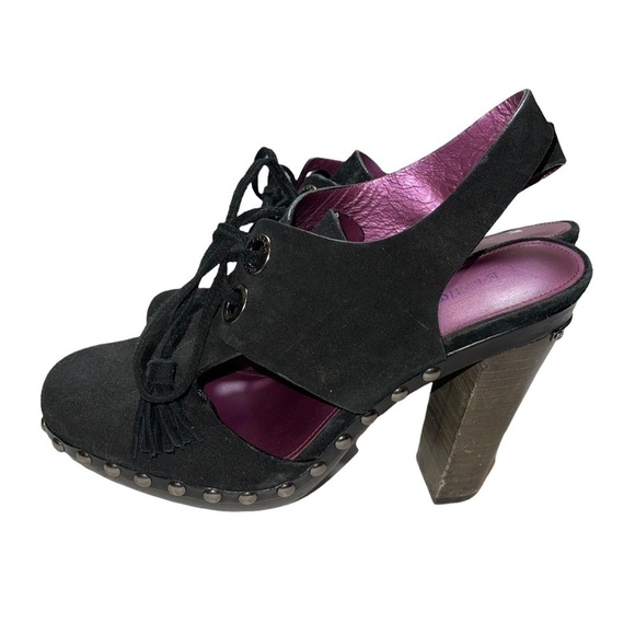 Coach Poppy Rena Platform Suede Mules Tie Sling Woman Shoes Size 9.5 - Picture 5 of 10